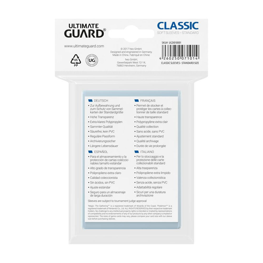 Fundas Classic Transparente Tamaño Standard 100 Ud