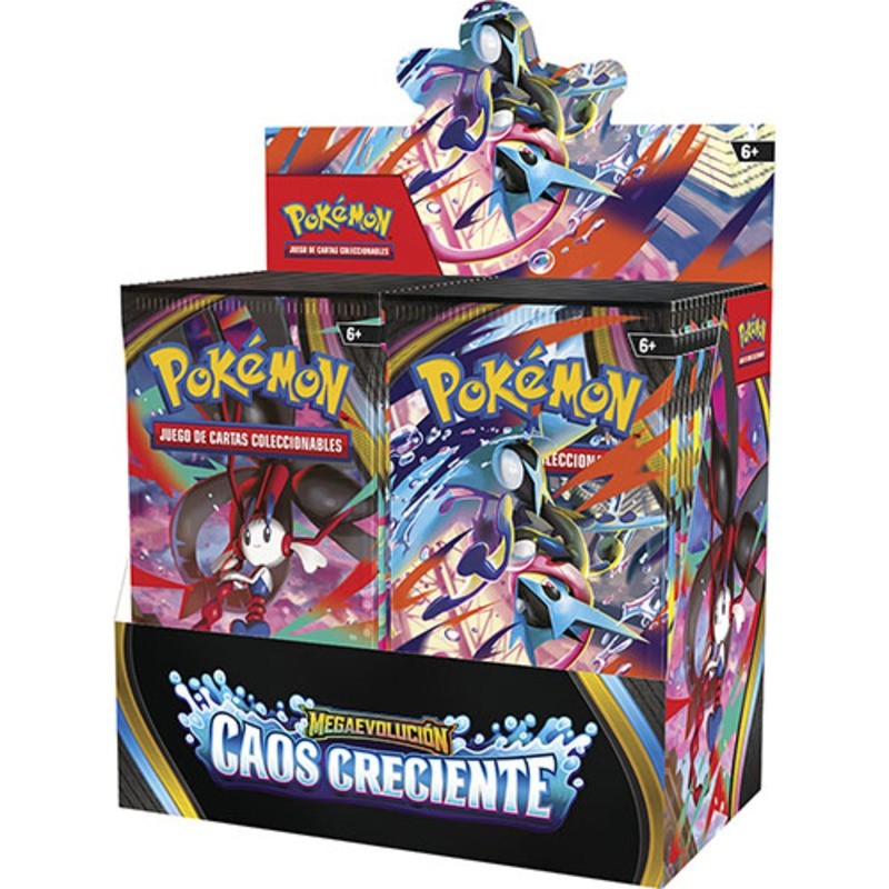 PREVENTA Pokémon Caja de 36 Sobres Caos Creciente Español